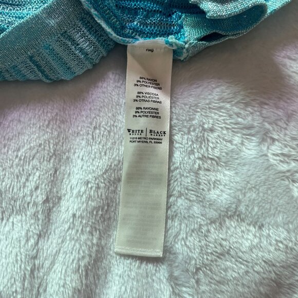 White House Black Market Womens Blue Metallic Knit Dolman Sleeve Tunic Blouse XL - Picture 8 of 10